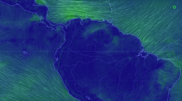 Los vientos alisios de Pacifico Sur-Este se introducen en el hemisferio norte