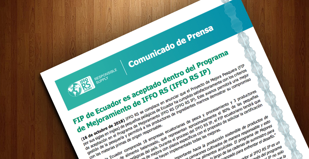 Comunicado de Prensa – FIP de Ecuador es aceptado dentro del Programa de Mejoramiento de IFFO RS (IFFO RS IP) –